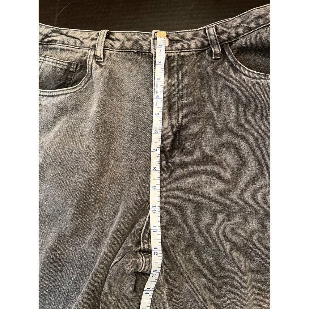 Pretty Little Thing Washed Black Denim Wide Leg Boyfriend Fit Cargo Jeans Sz 10 - Picture 10 of 16